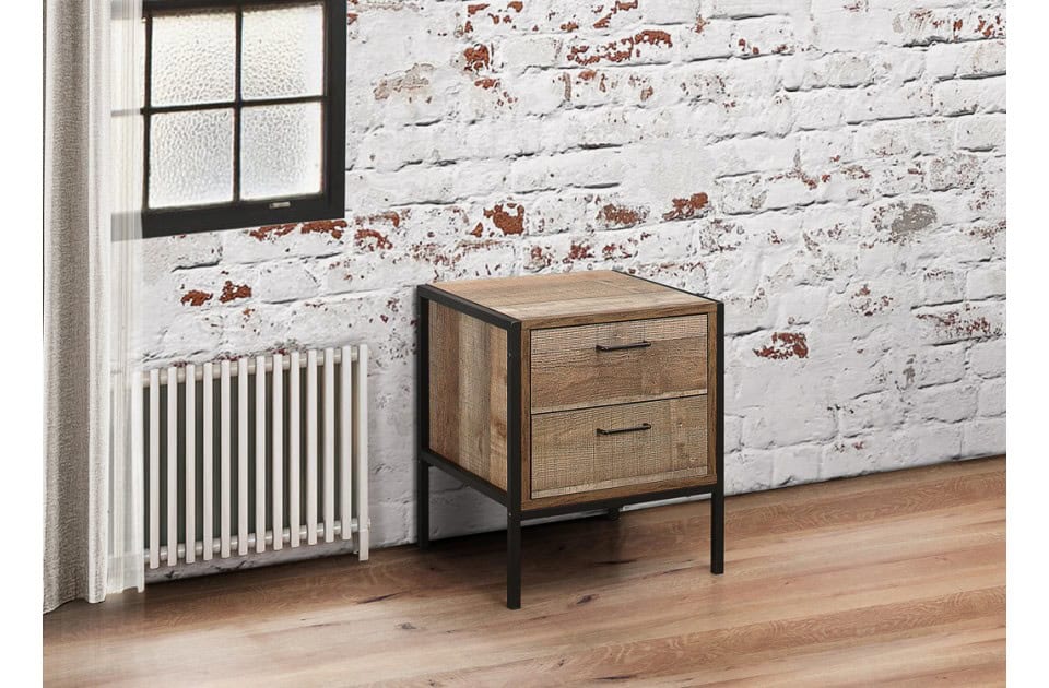 Urban Rustic 2 Drawer Bedside Cabinet