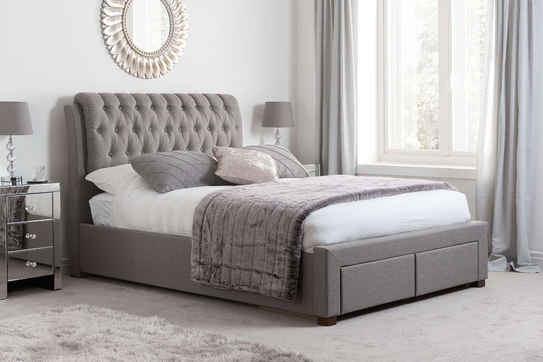 5ft Valentino 2 Drawer Bedframe – Grey – PRICE DROP!
