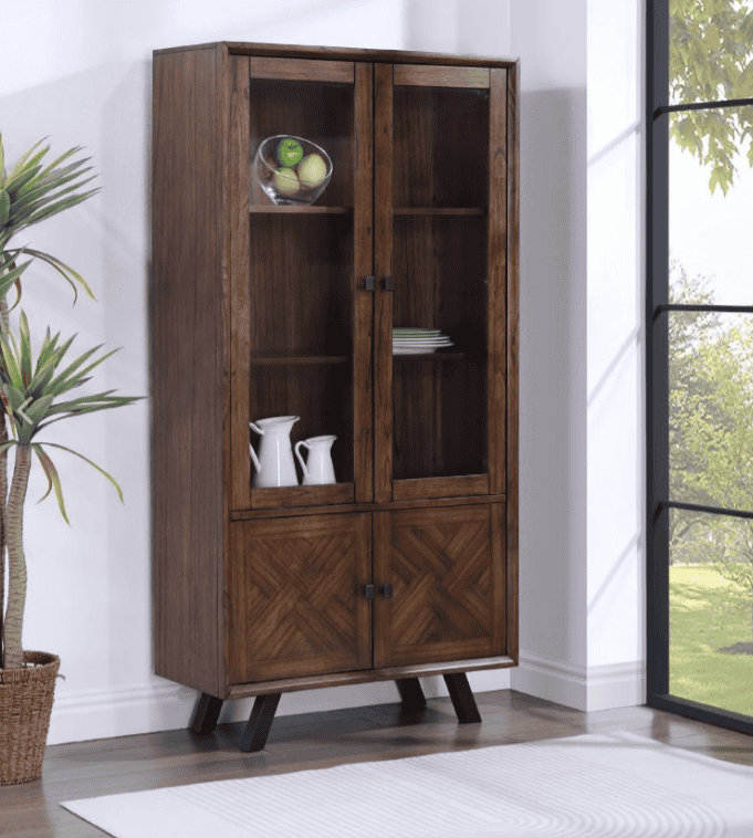 Nevada 4 Door Display Cabinet – Dark Wood