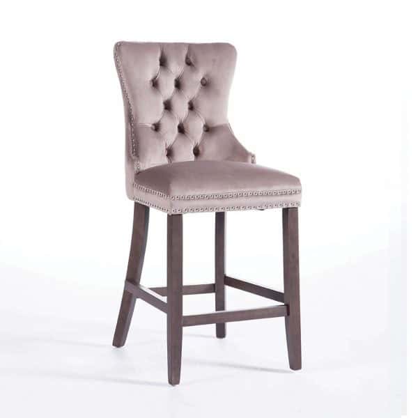 Kacey Stool with Antique Legs - Mink Velvet (Set of 2) - Image 2