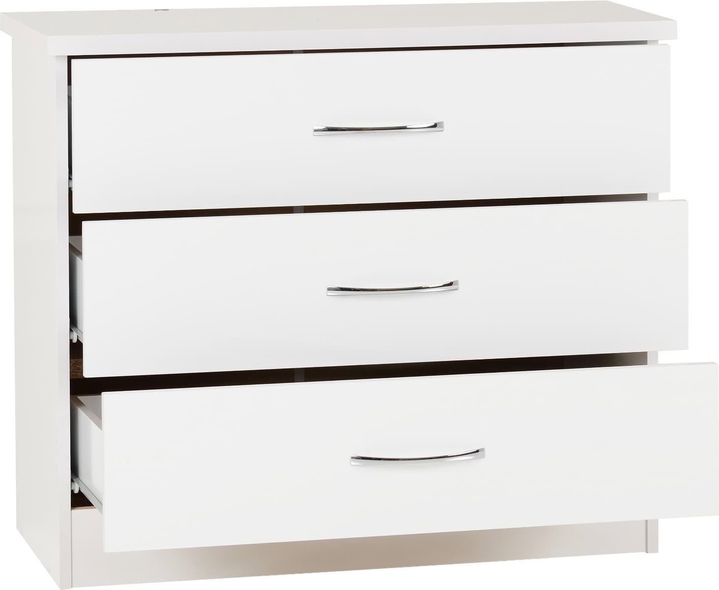 Nevada 3 Drawer Chest - White Gloss - Image 2