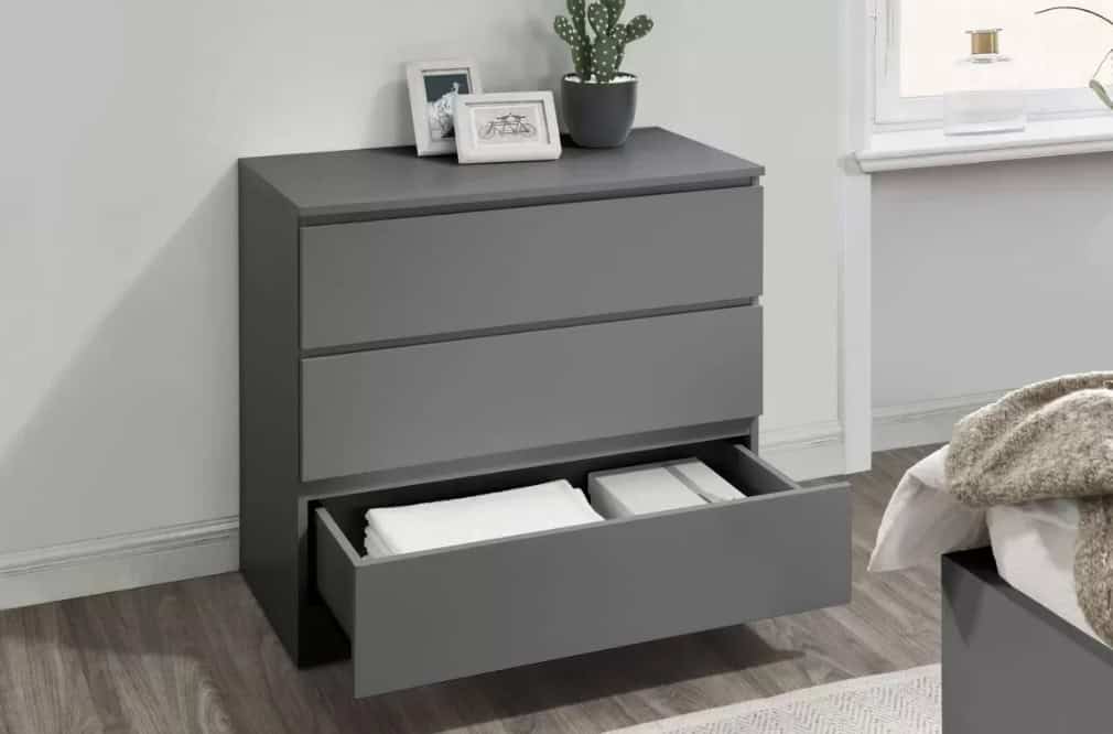 Oslo 3 Drawer Chest - Grey - Image 2