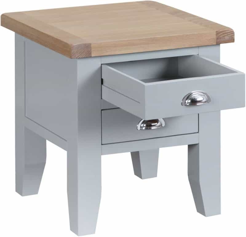 Douglas Lamp Table With 2 Drawers - Grey & Oak - Image 2