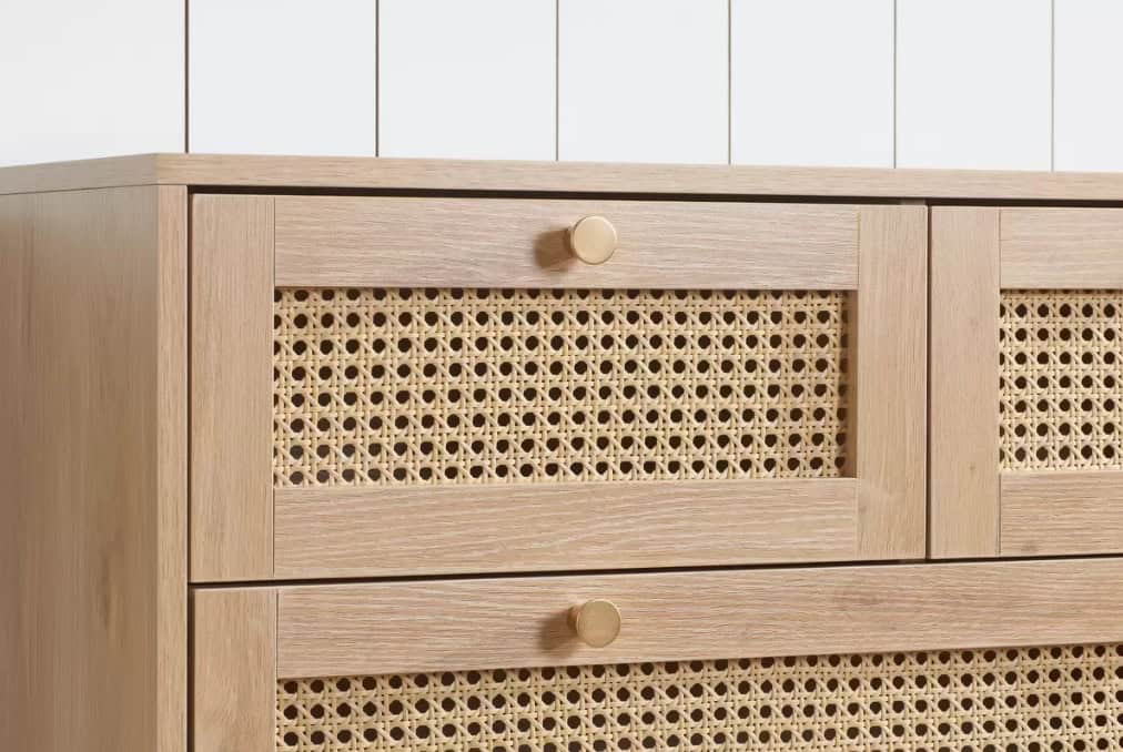 Croxley 7 Drawer Rattan Chest - Oak - Image 2