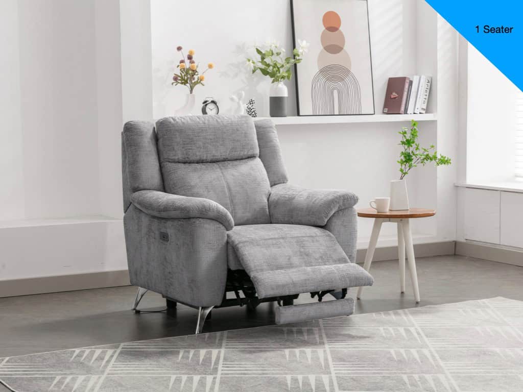 Monroe 1 Seater Electric Recliner – Ash