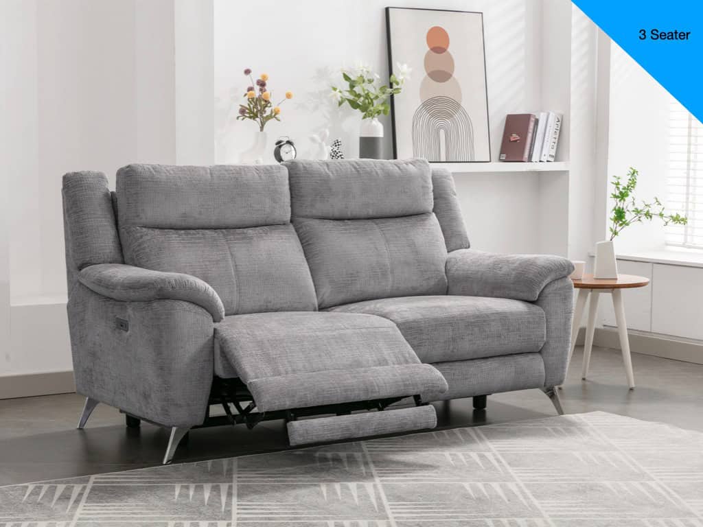 Monroe 3 Seater Electric Recliner – Ash