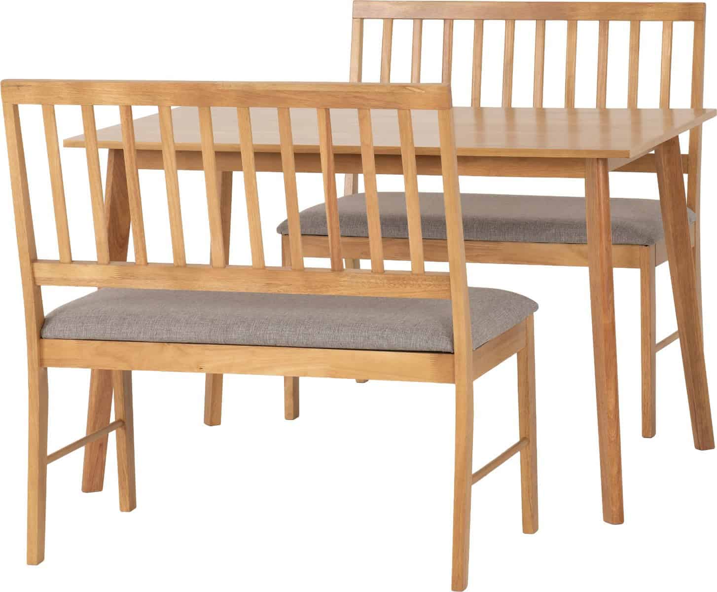 Austin 1+2 Dining Bench Set - Oak Effect and Grey Fabric - Image 2
