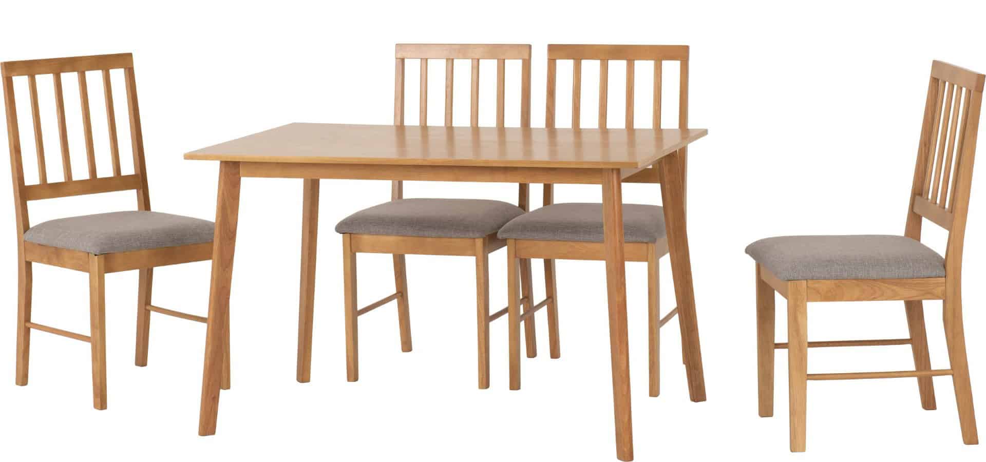 Austin 1+4 Dining Set - Oak Effect and Grey Fabric - Image 2