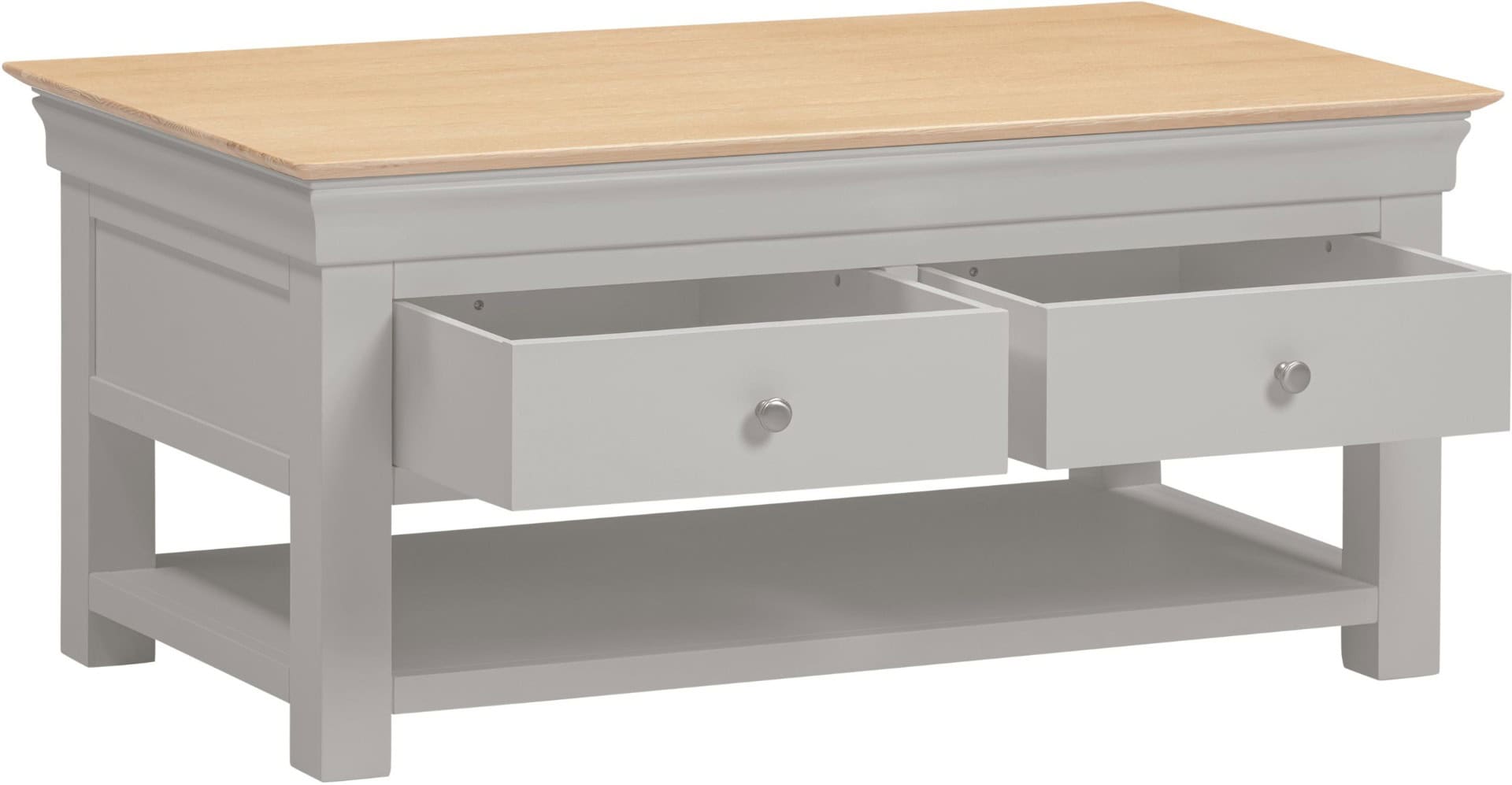 Bordeaux 2 Drawer Coffee Table - Pebble Grey - Image 4