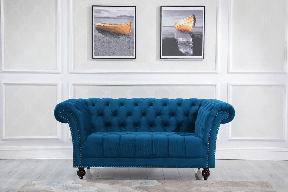 Chester Fabric 2 Seater Sofa - Midnight Blue - Image 3