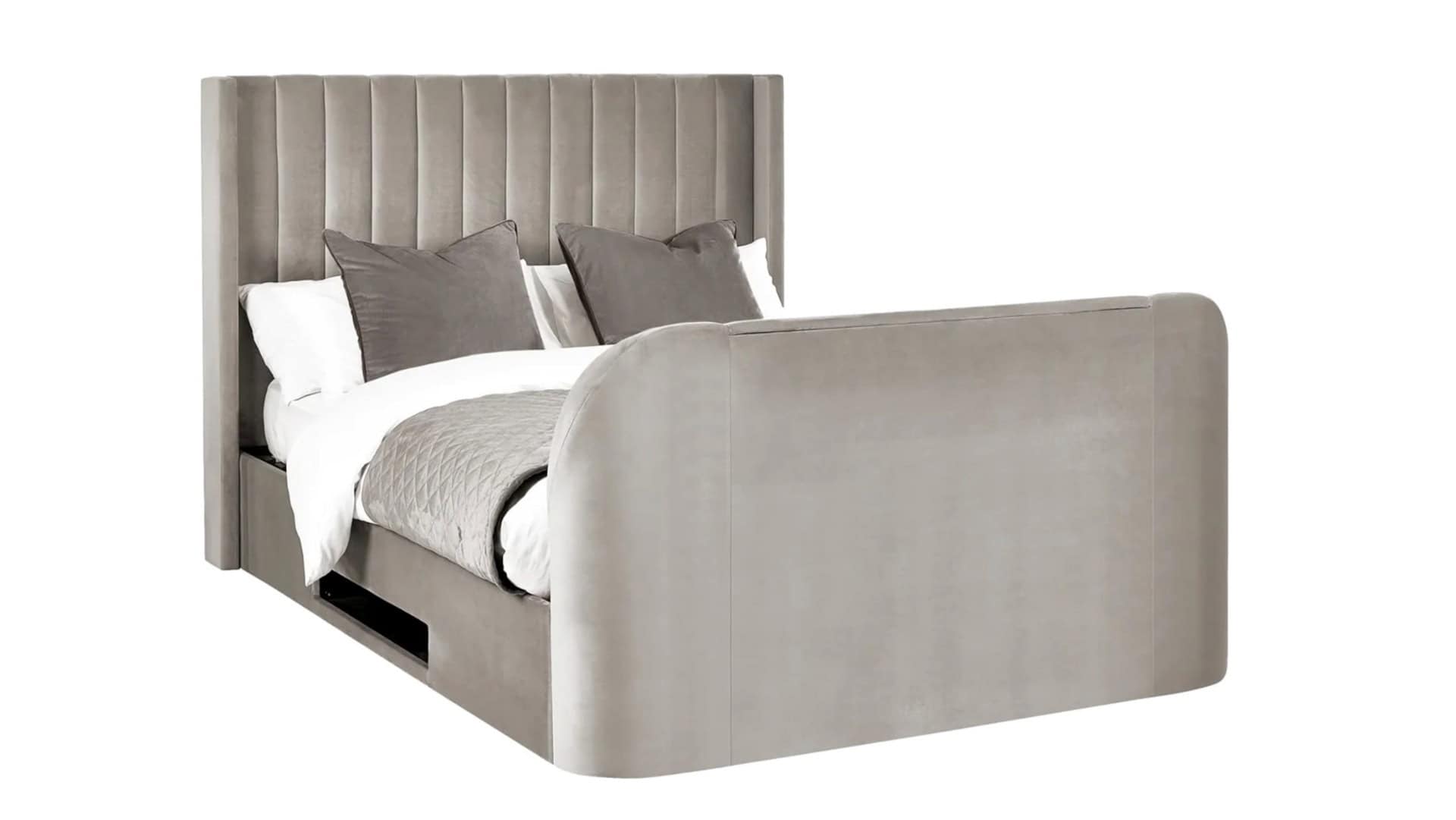 Clarke 5ft TV Side opening Ottoman - Light Grey Fabric - Image 4