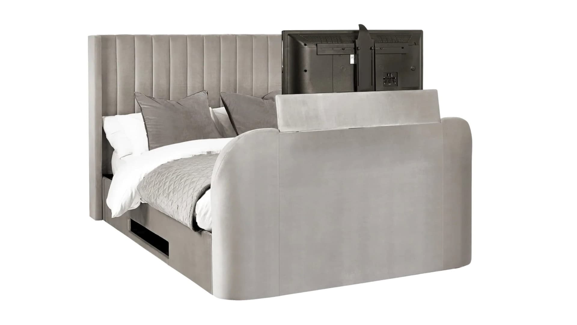 Clarke 5ft TV Side opening Ottoman - Light Grey Fabric - Image 6