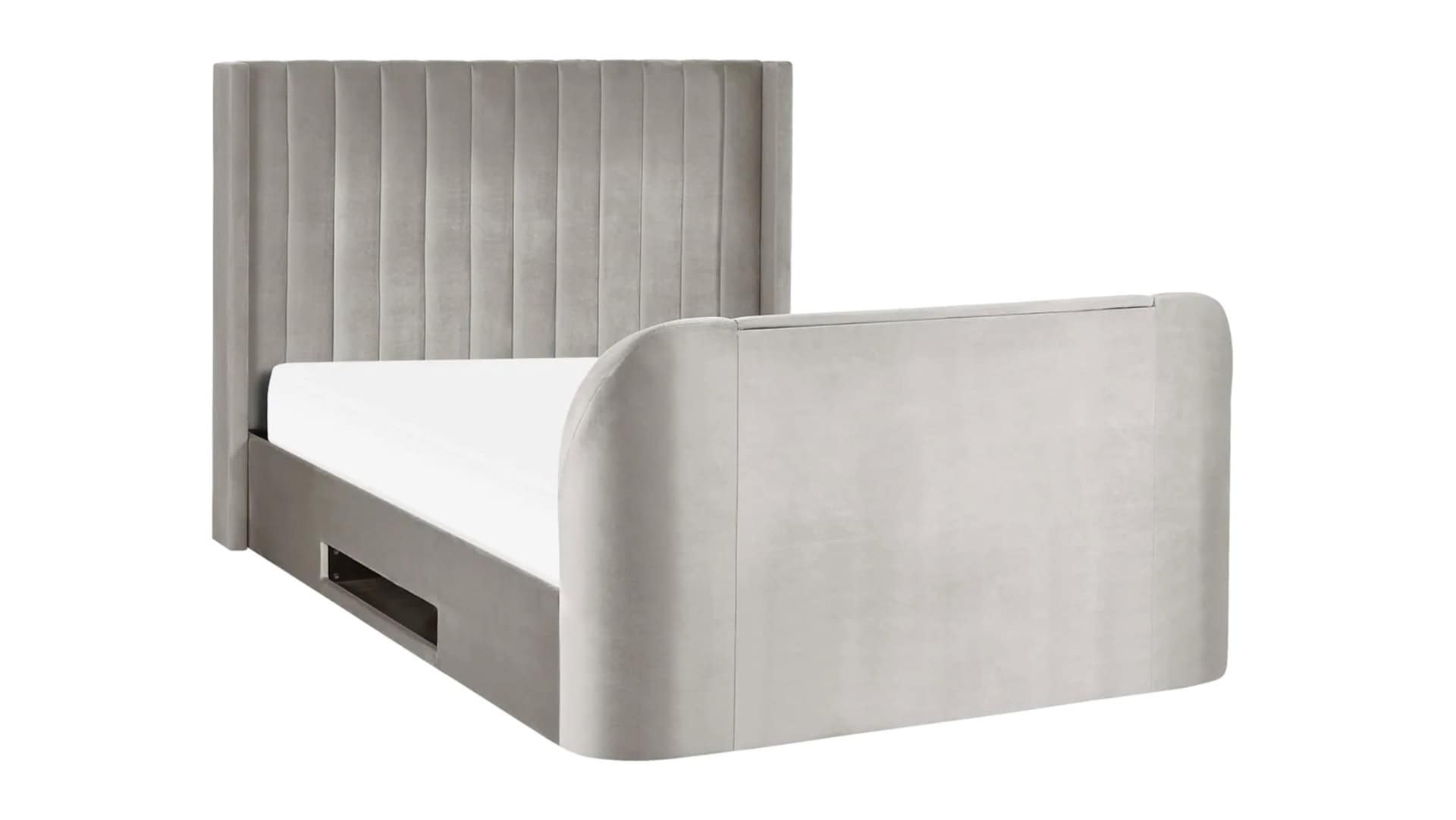 Clarke 5ft TV Side opening Ottoman - Light Grey Fabric - Image 7