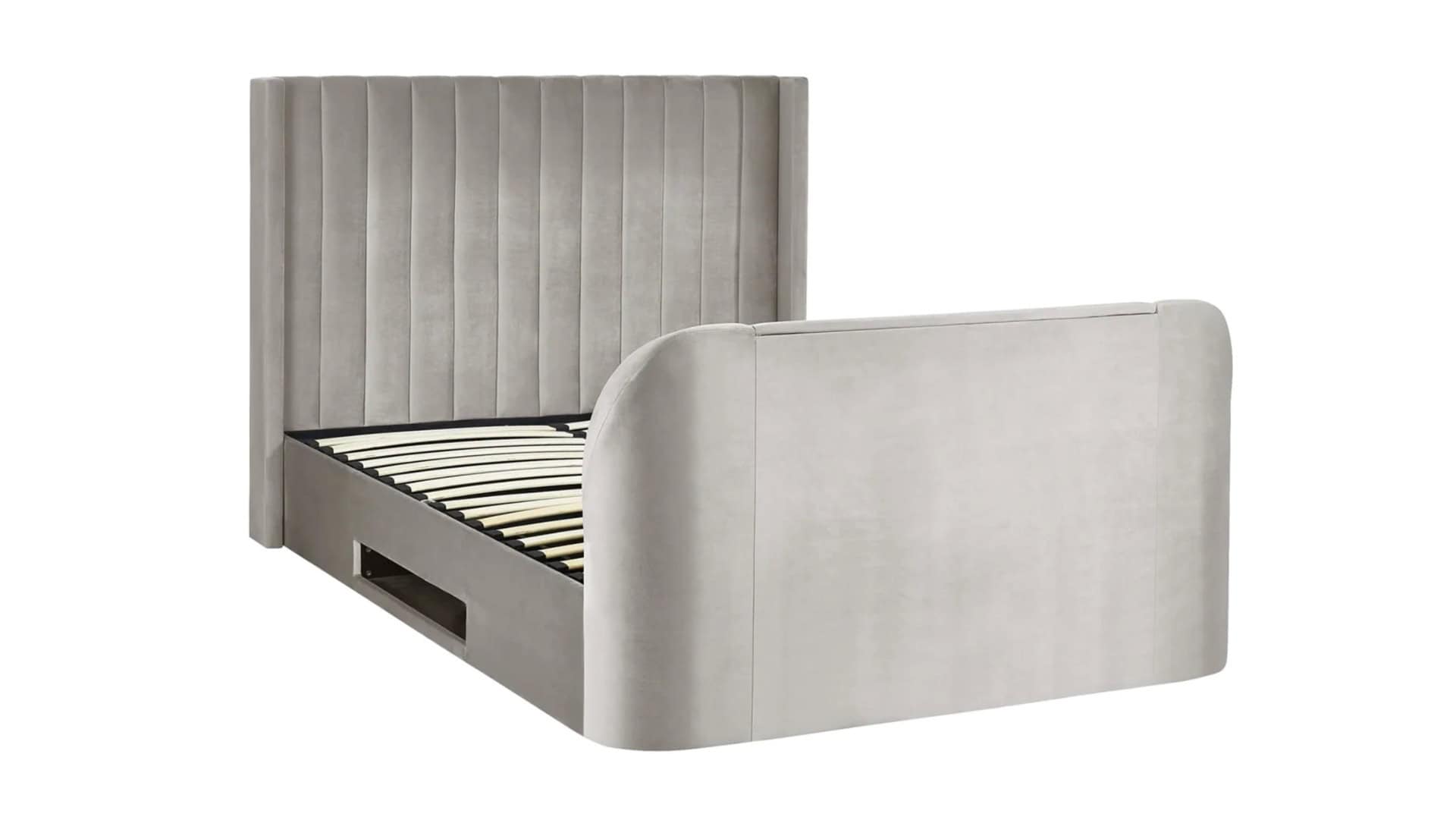 Clarke 5ft TV Side opening Ottoman - Light Grey Fabric - Image 9