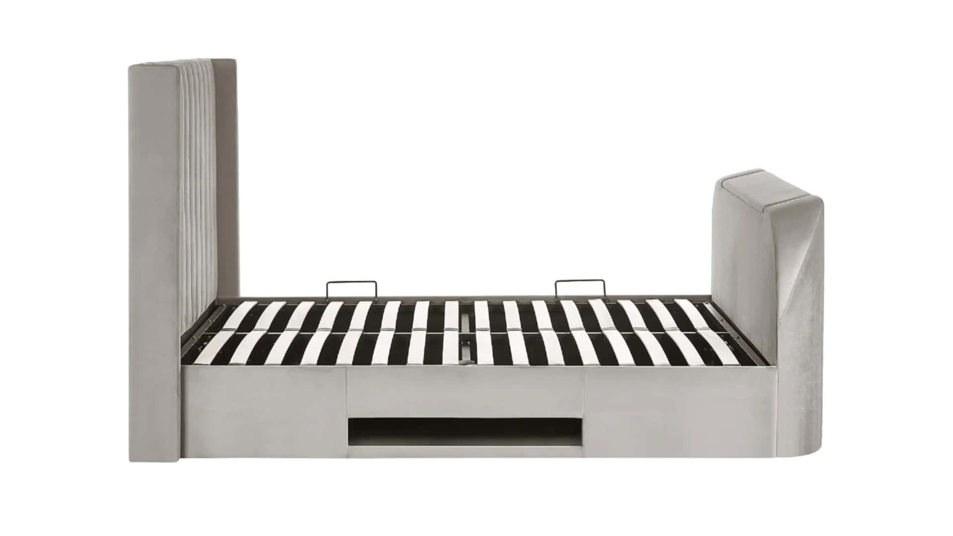 Clarke 5ft TV Side opening Ottoman - Light Grey Fabric - Image 12