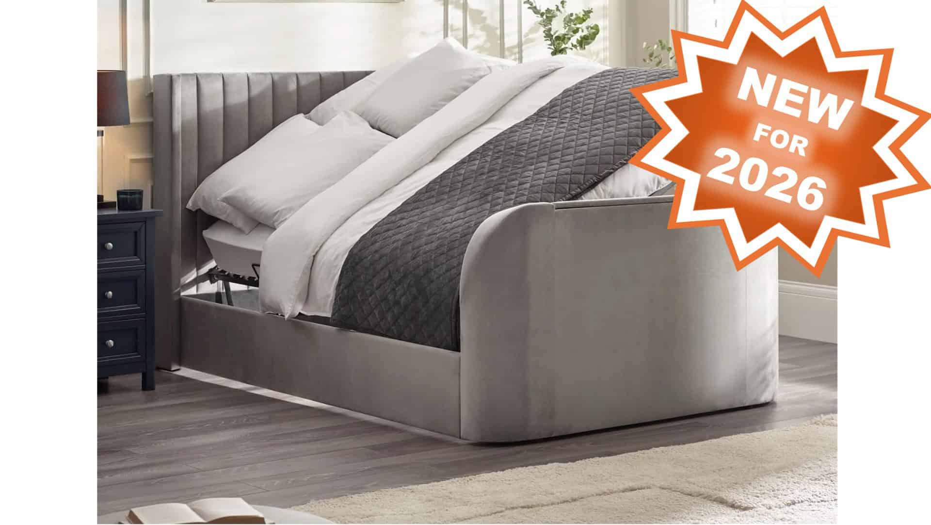 Clarke 5ft TV Side opening Ottoman - Light Grey Fabric - Image 21