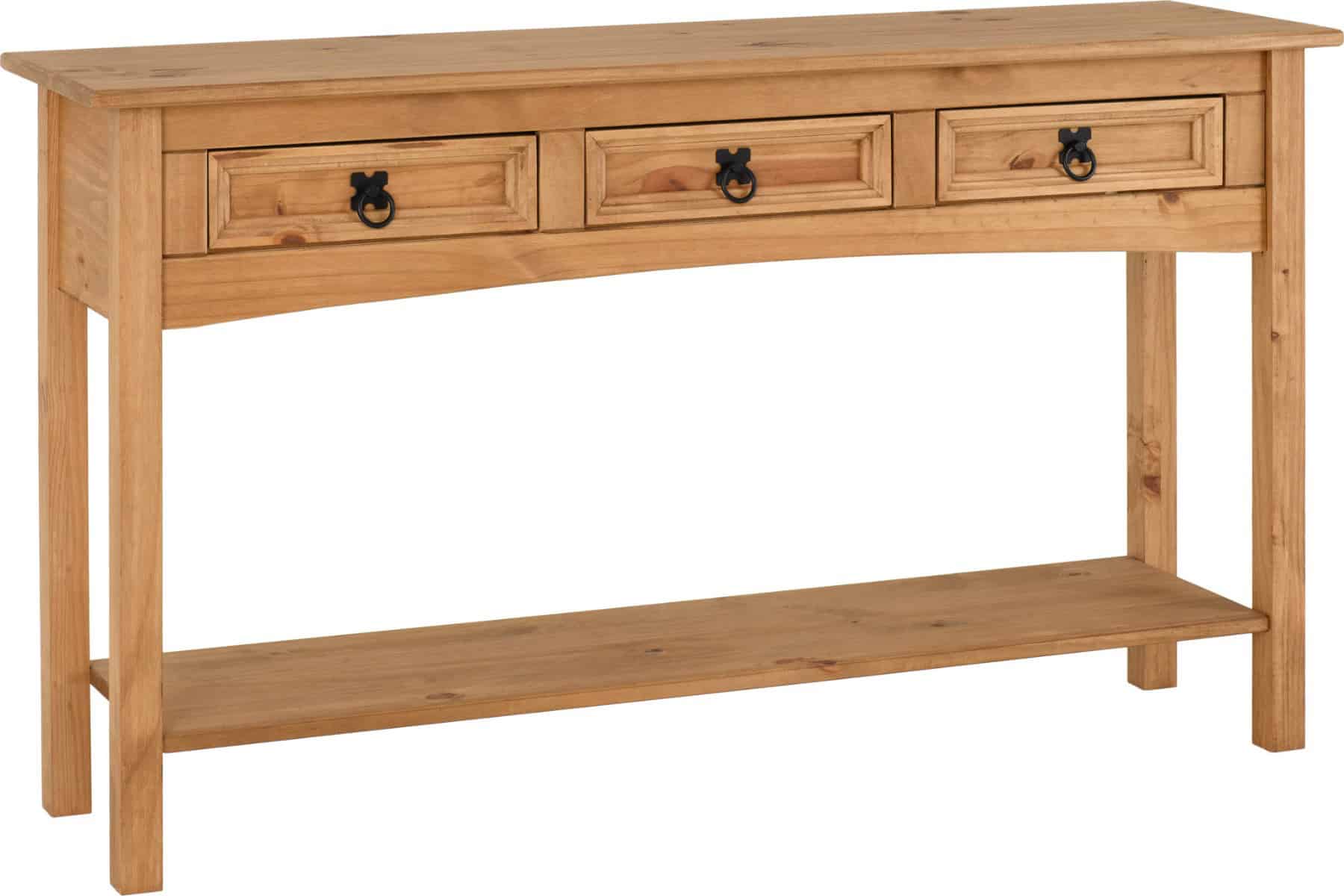 Corona 3 Drawer Console Table - Waxed Pine - Image 2