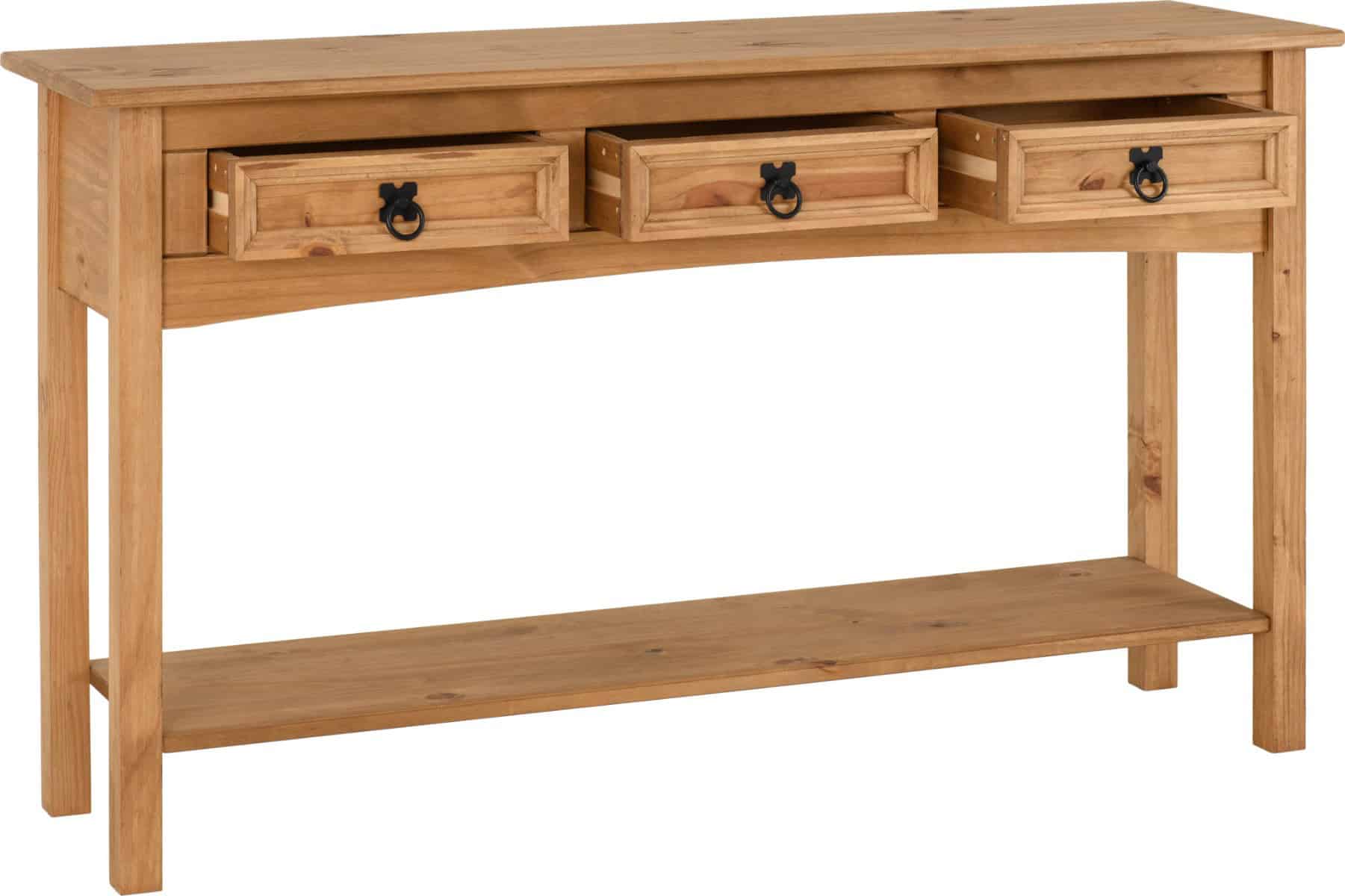 Corona 3 Drawer Console Table - Waxed Pine - Image 3
