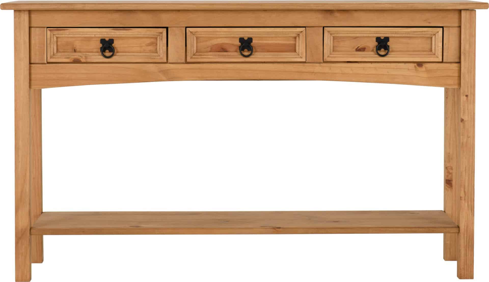 Corona 3 Drawer Console Table - Waxed Pine - Image 4