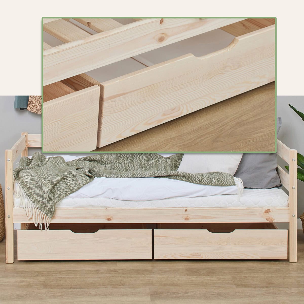 Hoppekids Shorty Daybed with Drawers - Natural - Image 3