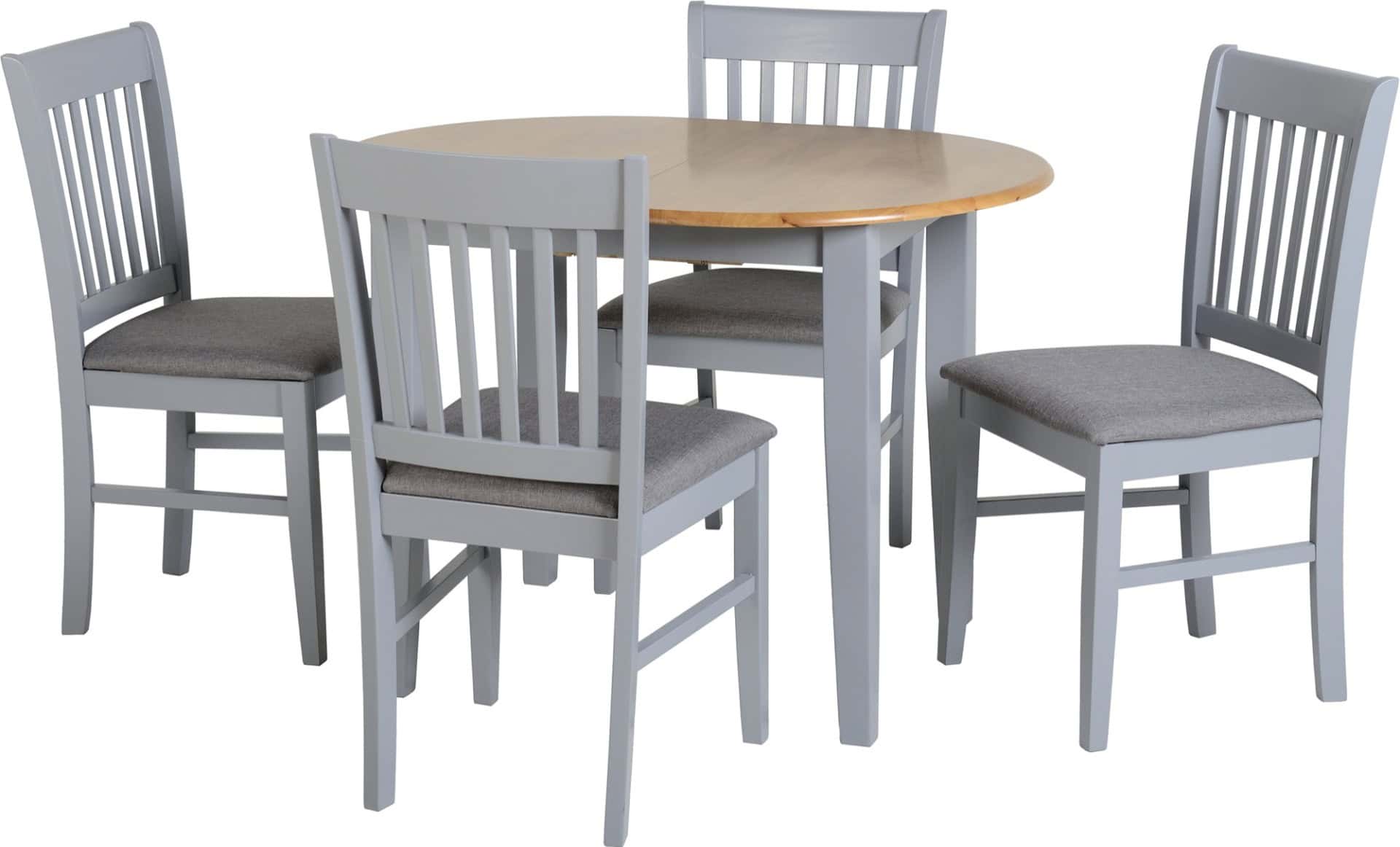 Oxford Extending Dining Set - Grey/Natural Oak/Grey Fabric - Image 2