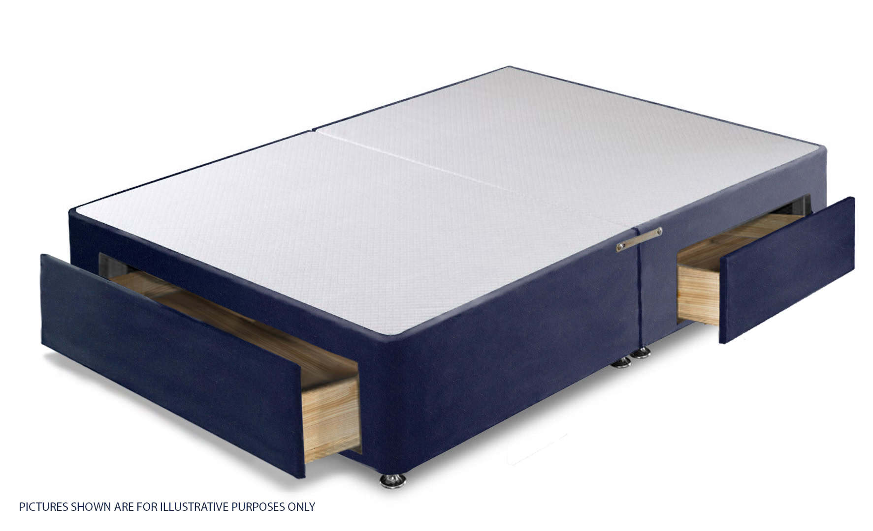 Apollo 4ft Velvet Navy Blue Jumbo Drawer Divan Base - Image 2