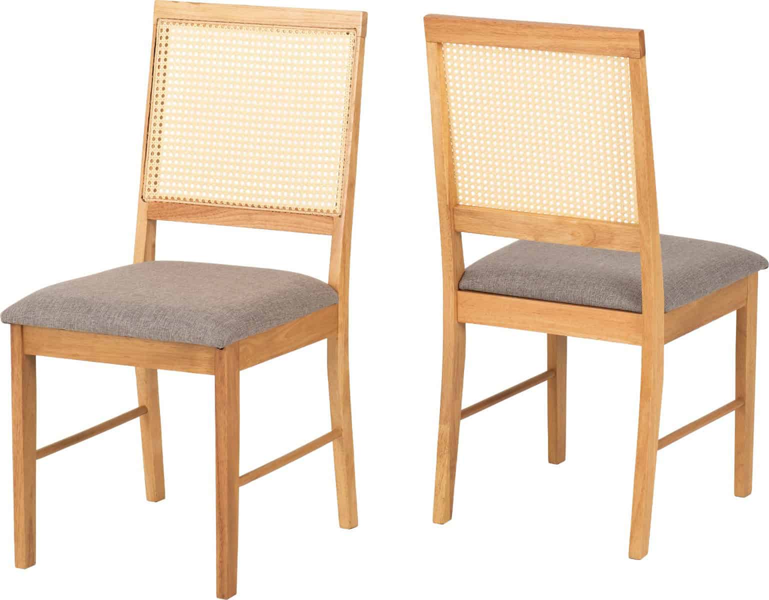Ellis Dining Chair (Set of 2) - Oak & Grey Fabric - Image 2