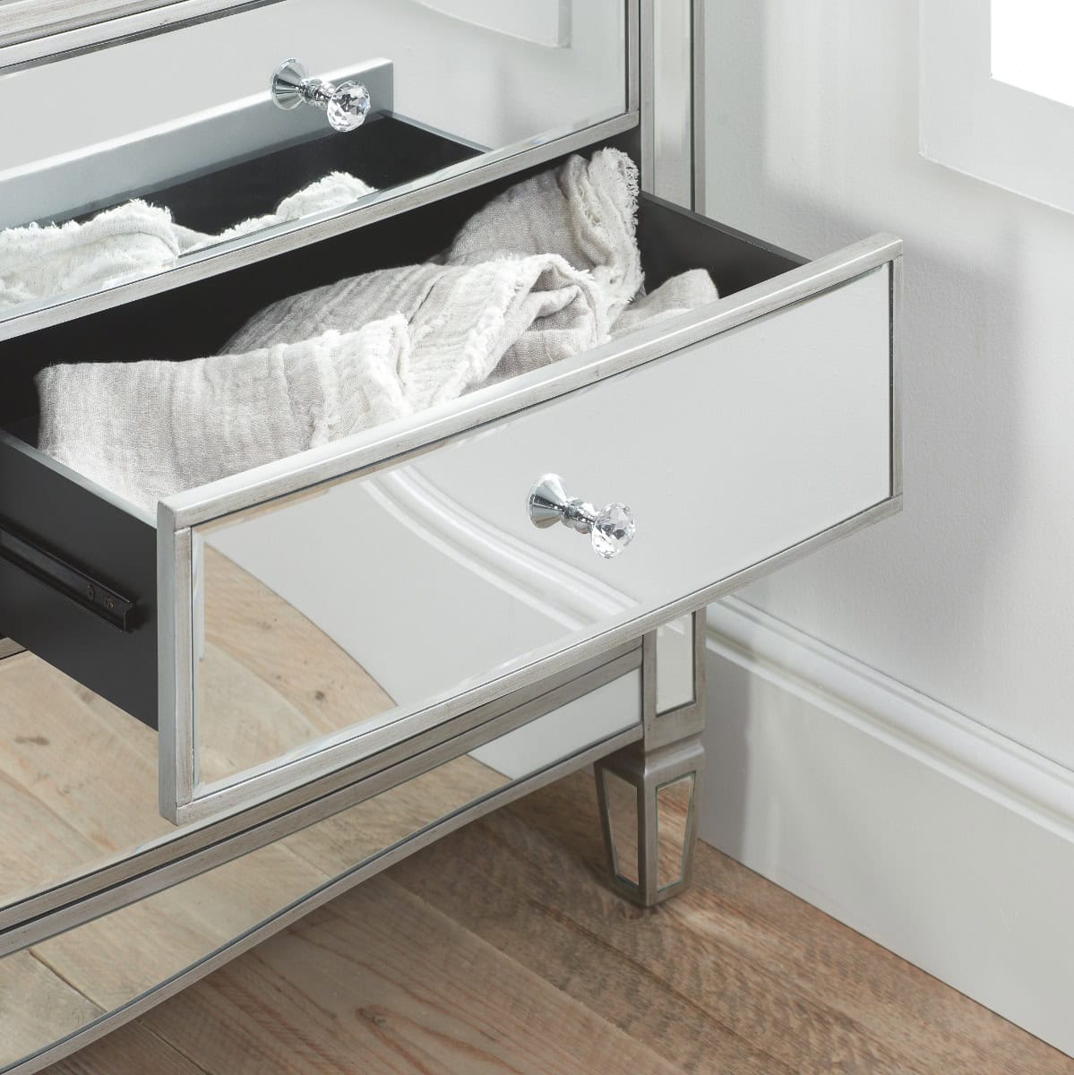 Elysee Mirrored 6 Drawer Wide Chest - Image 3