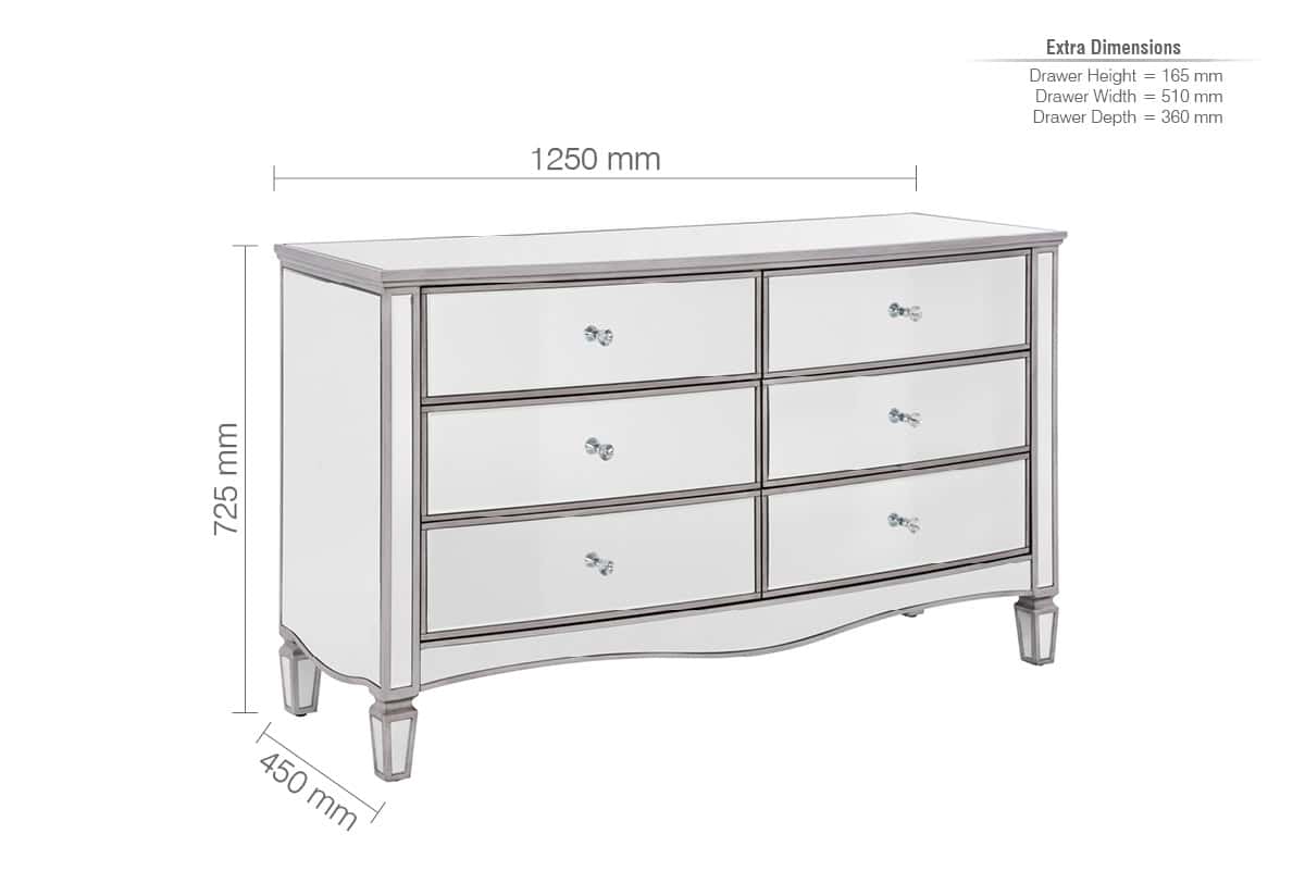 Elysee Mirrored 6 Drawer Wide Chest - Image 11