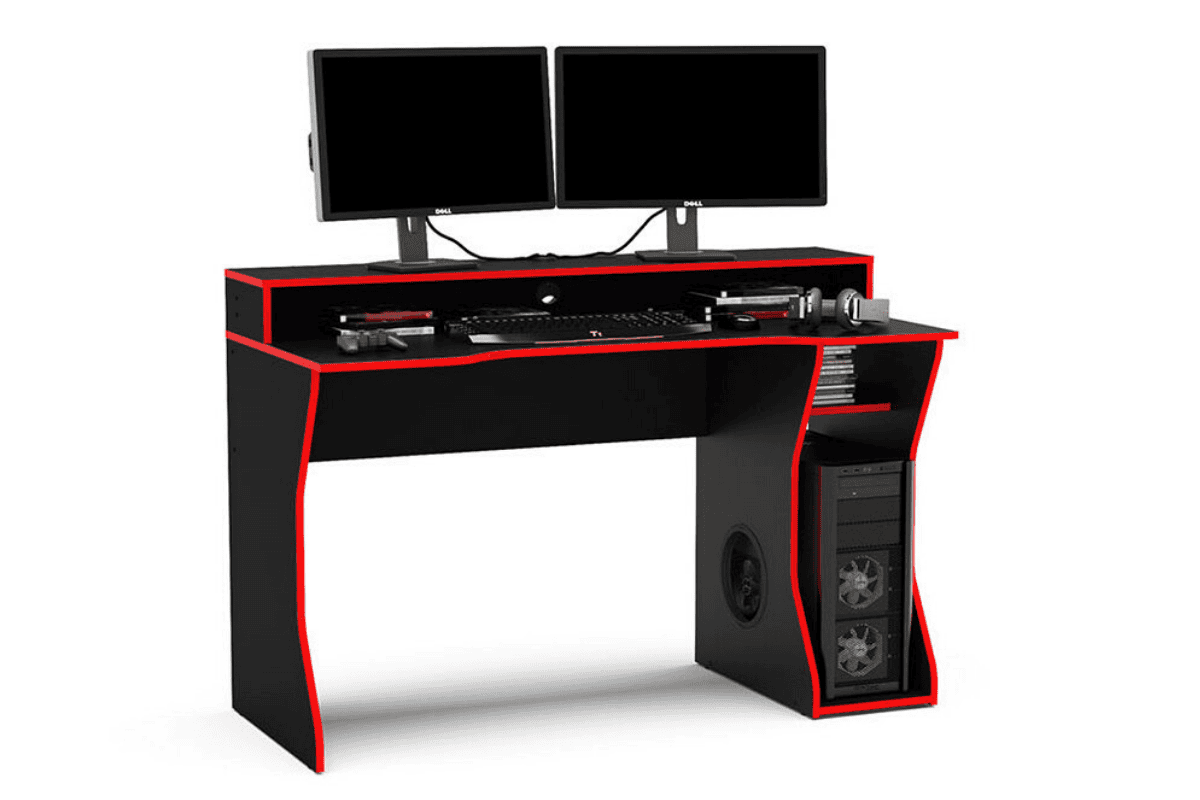 Enzo Gaming Computer Desk - Black & Red - Image 2