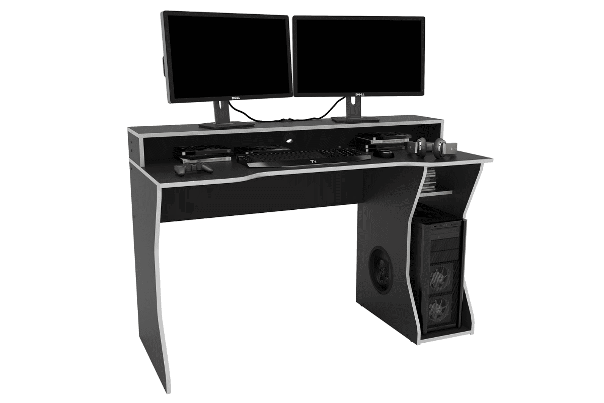 Enzo Gaming Computer Desk - Black & Silver - Image 2