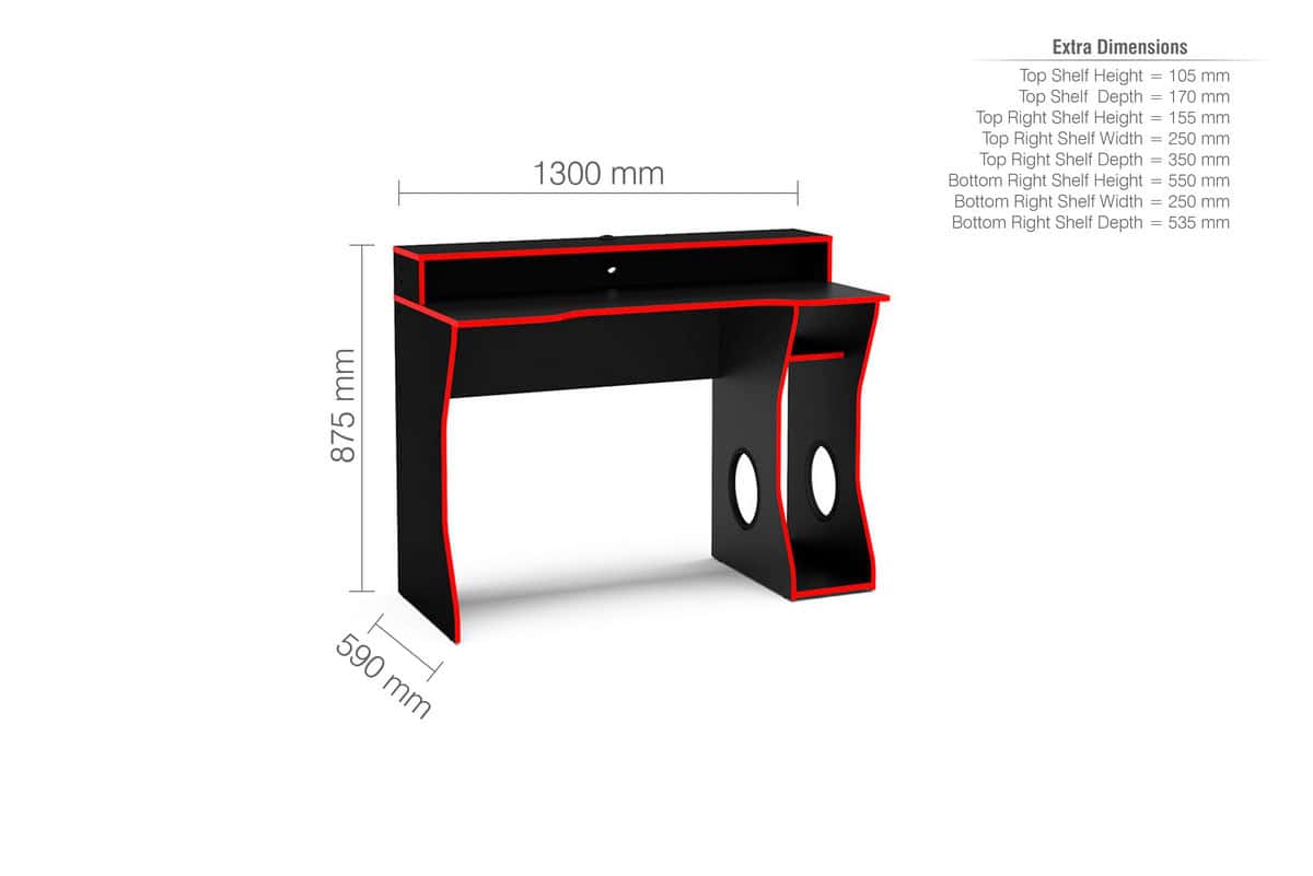 Enzo Gaming Computer Desk - Black & Red - Image 6