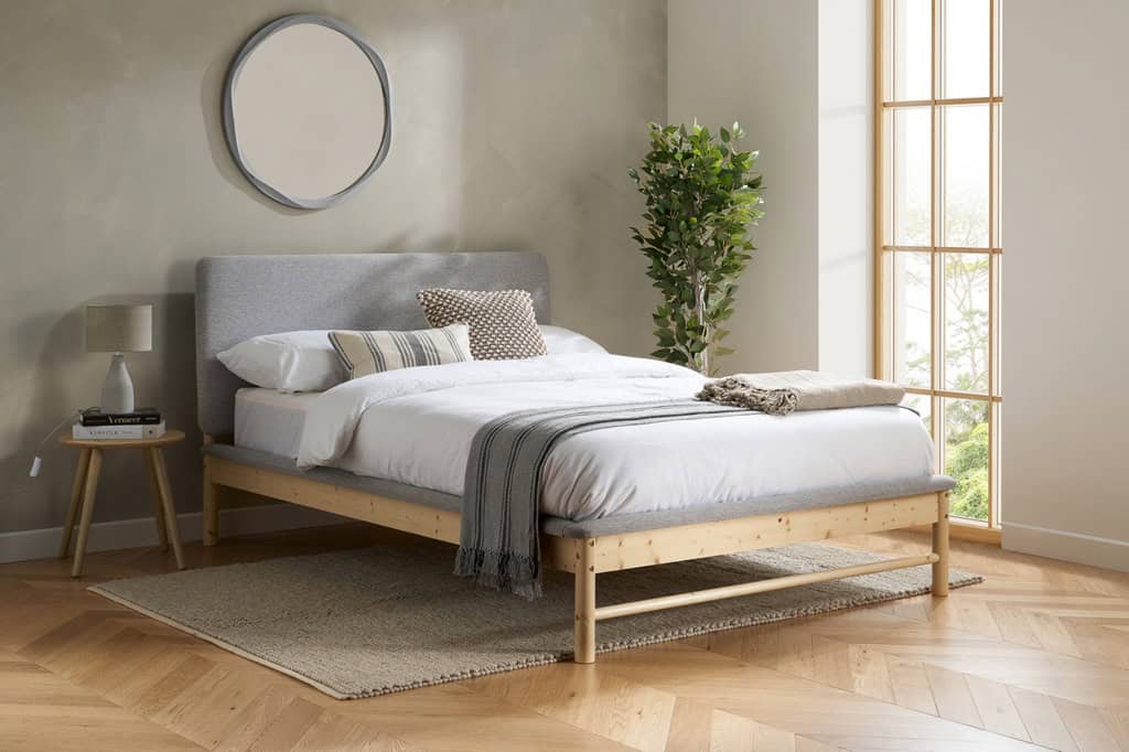 4ft6 Ezra Bedframe – Grey & Oak