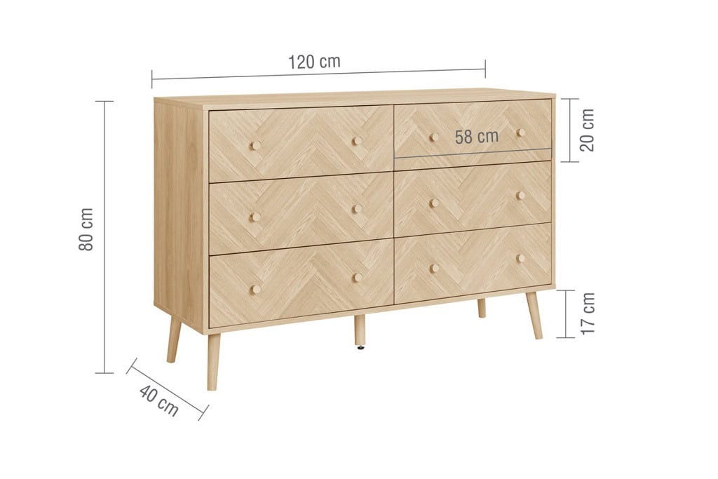 Herringford 6 Drawer Chest - Oak - Image 10