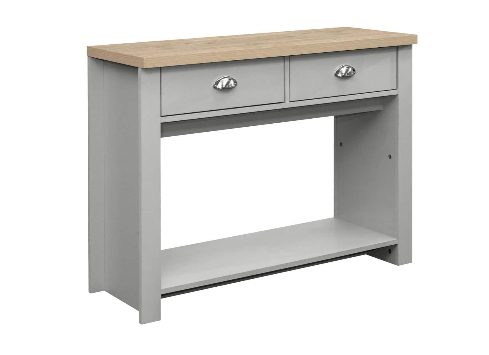Highgate 2 Drawer Console Table - Grey & Oak - Image 4