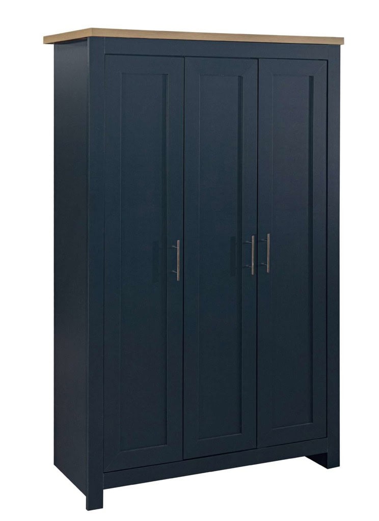 Highgate 3 Door Wardrobe - Navy & Oak - Image 2