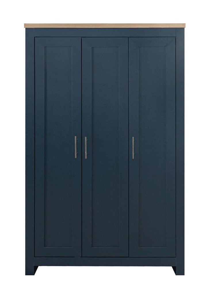 Highgate 3 Door Wardrobe - Navy & Oak - Image 3