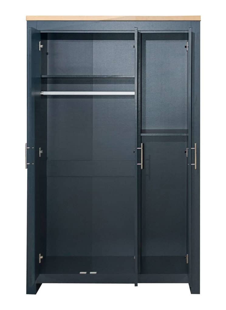 Highgate 3 Door Wardrobe - Navy & Oak - Image 4