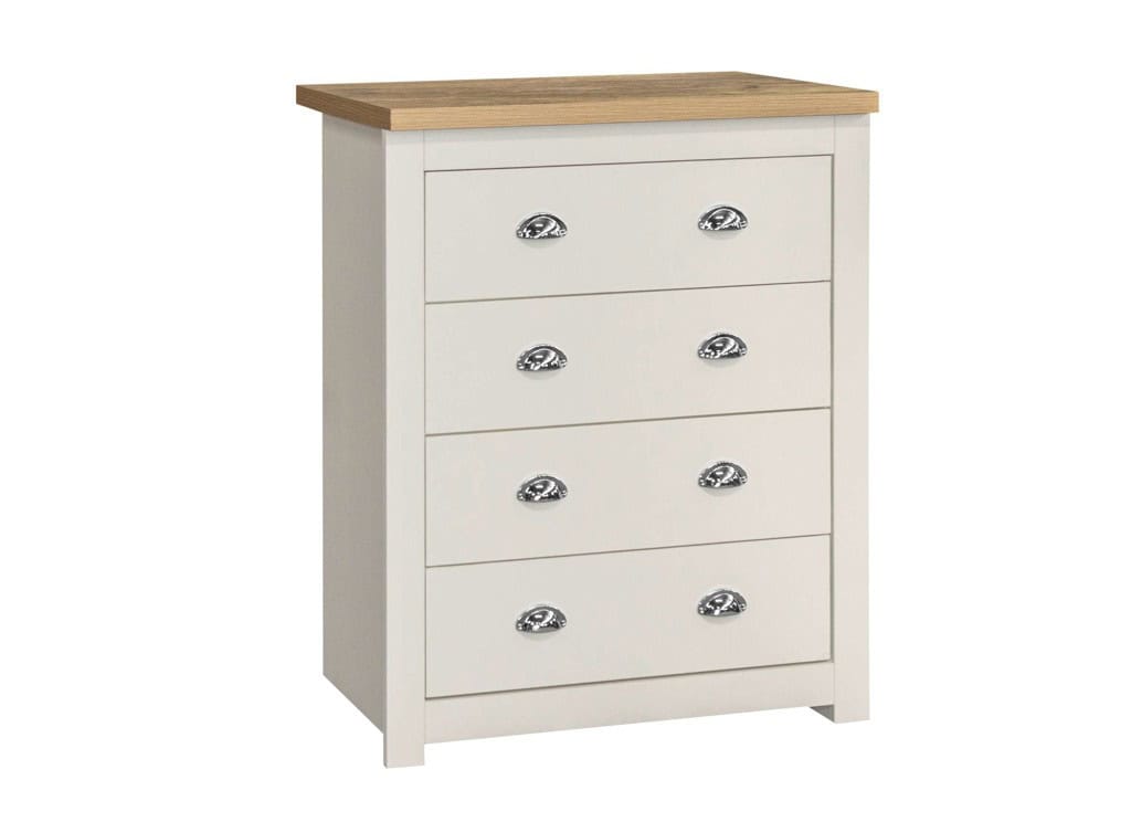 Highgate 4 Drawer Chest - Cream & Oak - Image 2