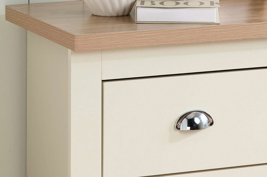 Highgate 4 Drawer Chest - Cream & Oak - Image 4