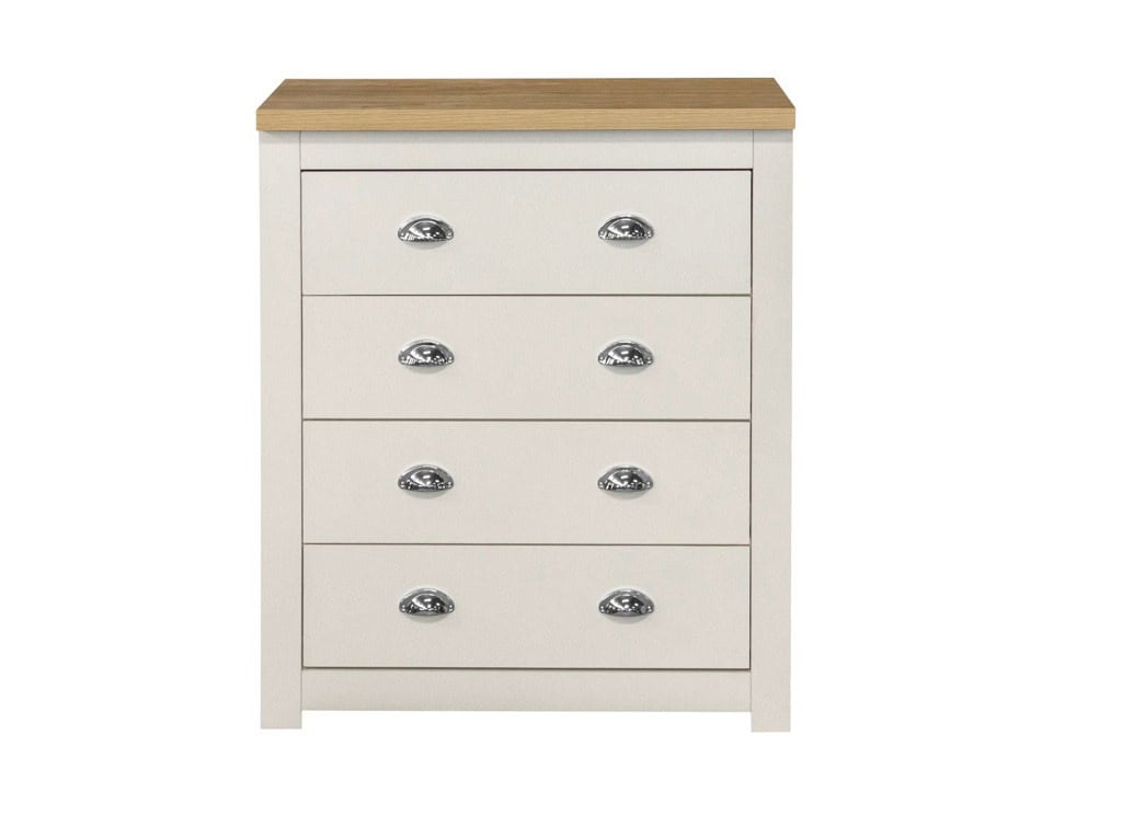 Highgate 4 Drawer Chest - Cream & Oak - Image 3