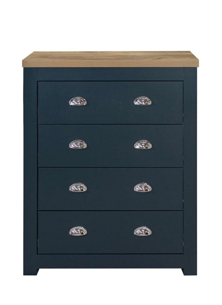 Highgate 4 Drawer Chest - Navy & Oak - Image 2