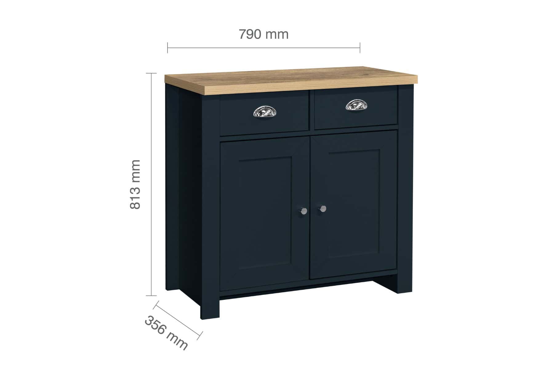 Highgate 2 Door 2 Drawer Sideboard - Navy & Oak - Image 9