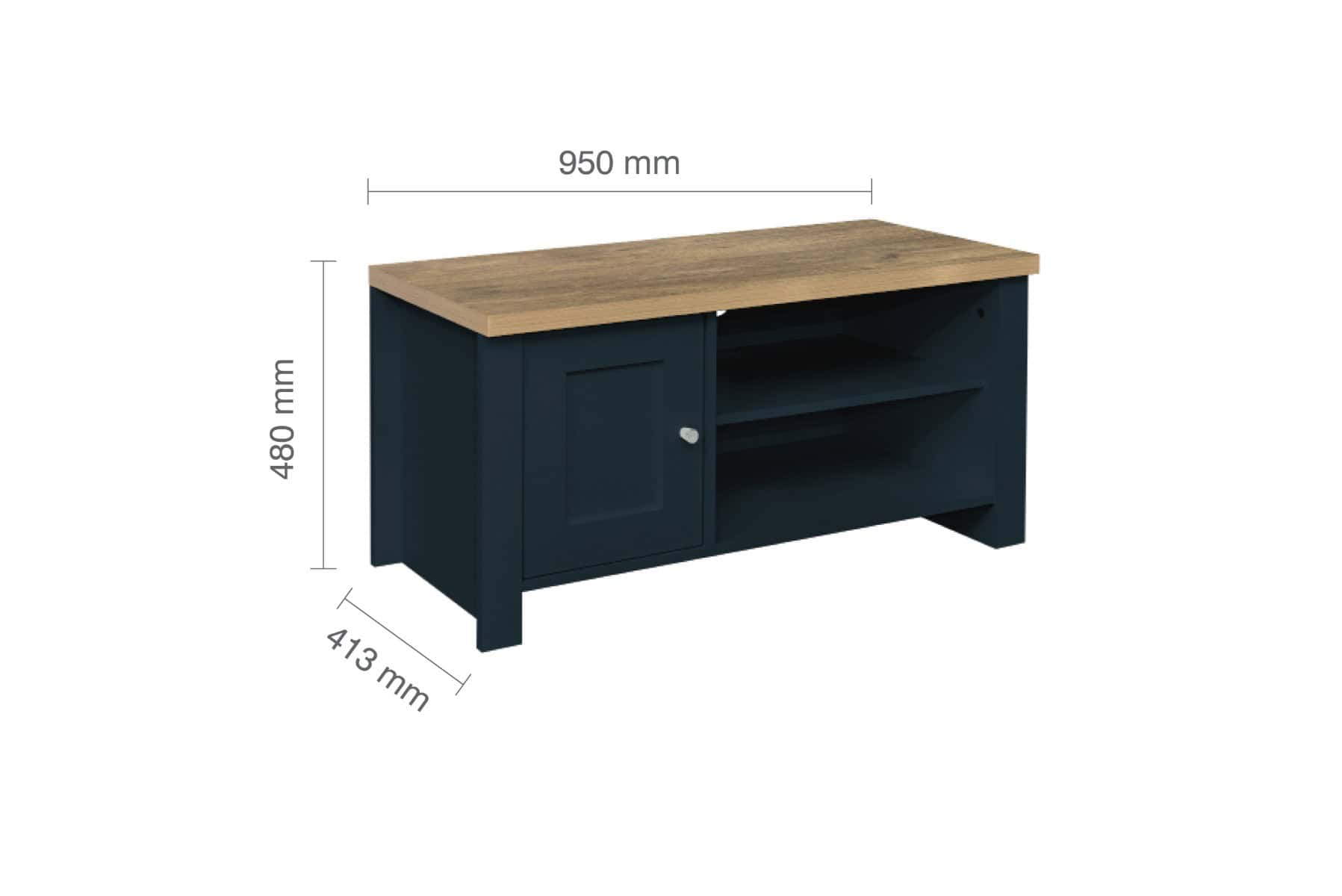 Highgate Small TV Unit - Navy & Oak - Image 8