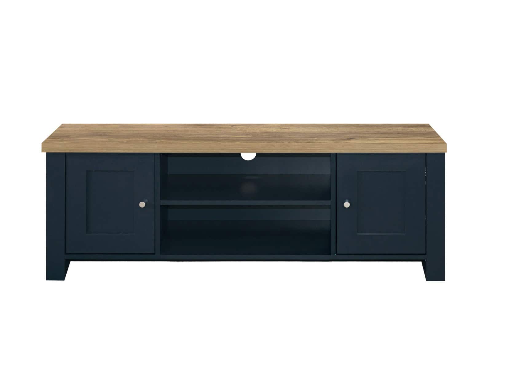 Highgate Large TV Unit - Navy & Oak - Image 5