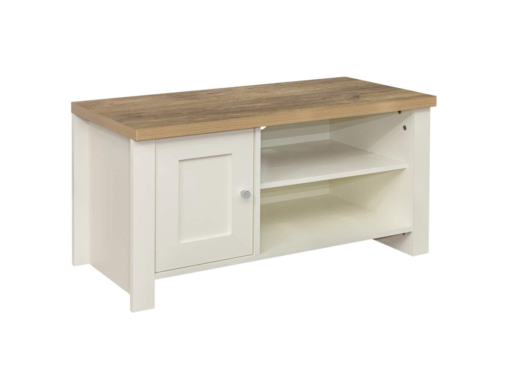Highgate Small TV Unit - Cream & Oak - Image 4
