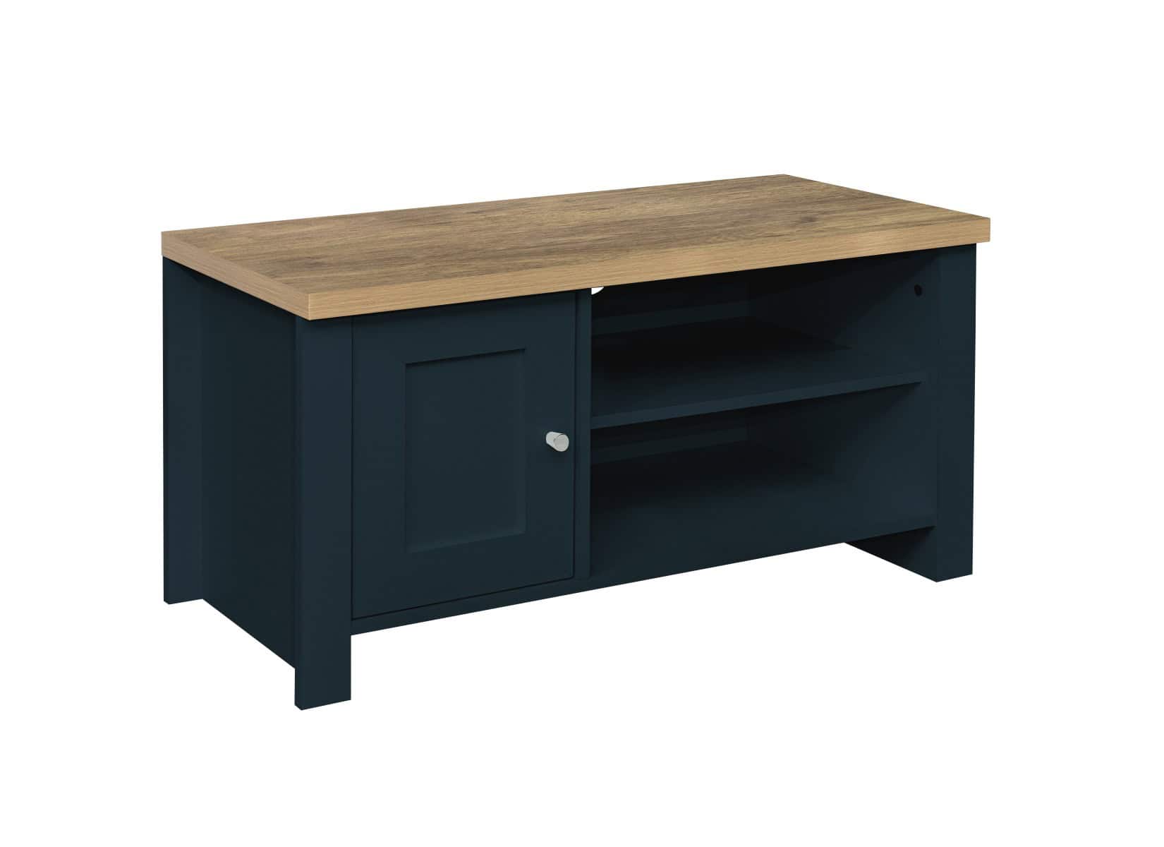 Highgate Small TV Unit - Navy & Oak - Image 4