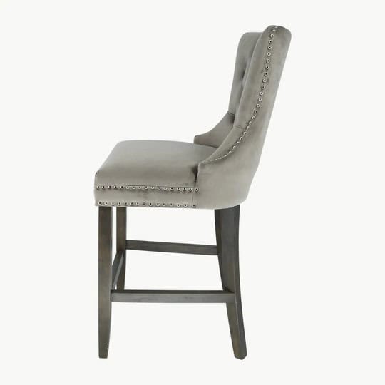 Kacey Stool with Antique Legs - Mink Velvet (Set of 2) - Image 5