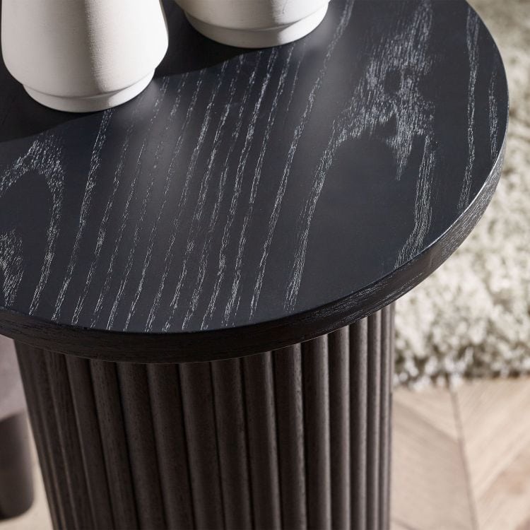 Louanne Fluted Drinks Table - Black - Image 2