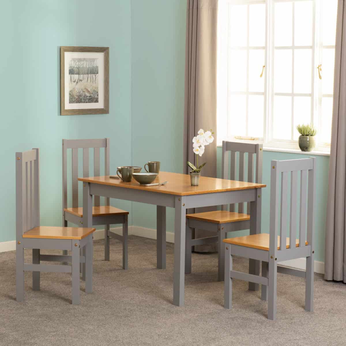 Ludlow 1+4 Dining Set - Grey Slate/Oak Lacquer - Image 3